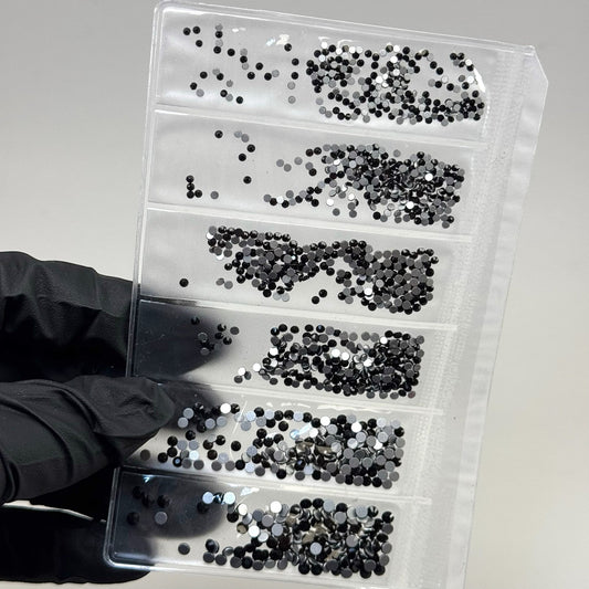 Black Flat Rhinestone Pack – 6 Grit Sizes for Nail Art - JTessentials