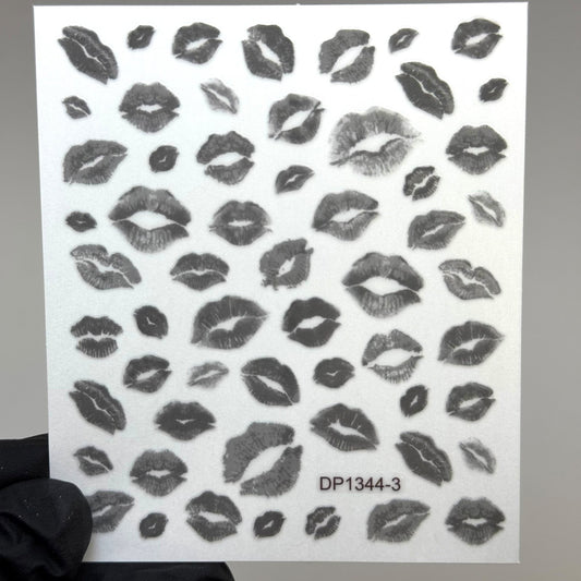 Black - Lip Kiss Nail Sticker – Easy - to - Apply Nail Art Decals for a Flirty Look - JTessentials