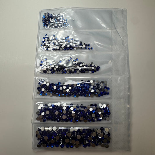 Blue rhinestone flat back - 6 grit pack of crystals for nail decoration - JTessentials