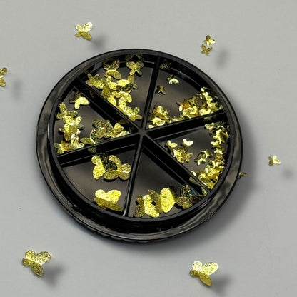Butterfly Gold Nail Charms Wheel – 3D Metallic Butterfly Decorations for Nails - JTessentials