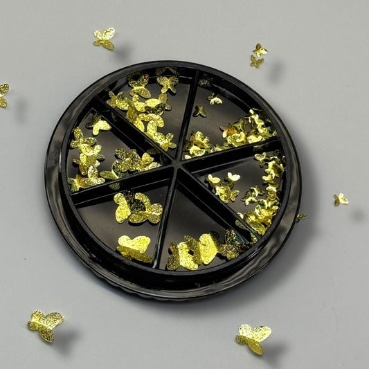 Butterfly Gold Nail Charms Wheel – 3D Metallic Butterfly Decorations for Nails - JTessentials