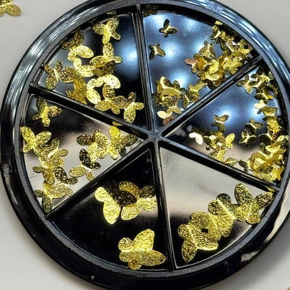 Butterfly Gold Nail Charms Wheel – 3D Metallic Butterfly Decorations for Nails - JTessentials