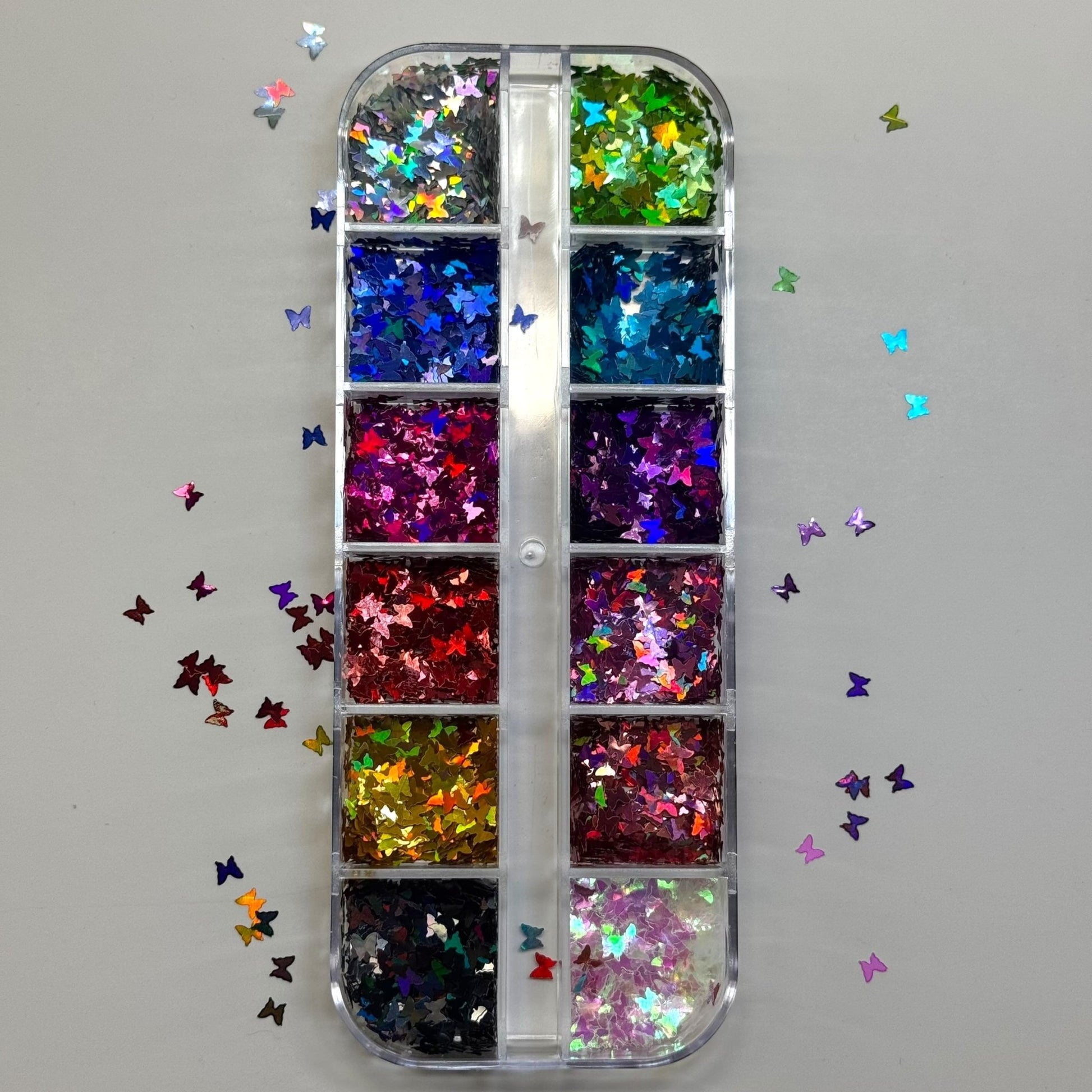 Butterfly Sequin Nail Art Box – 12 Color Variety for 3D Acrylic Nail Designs - JTessentials