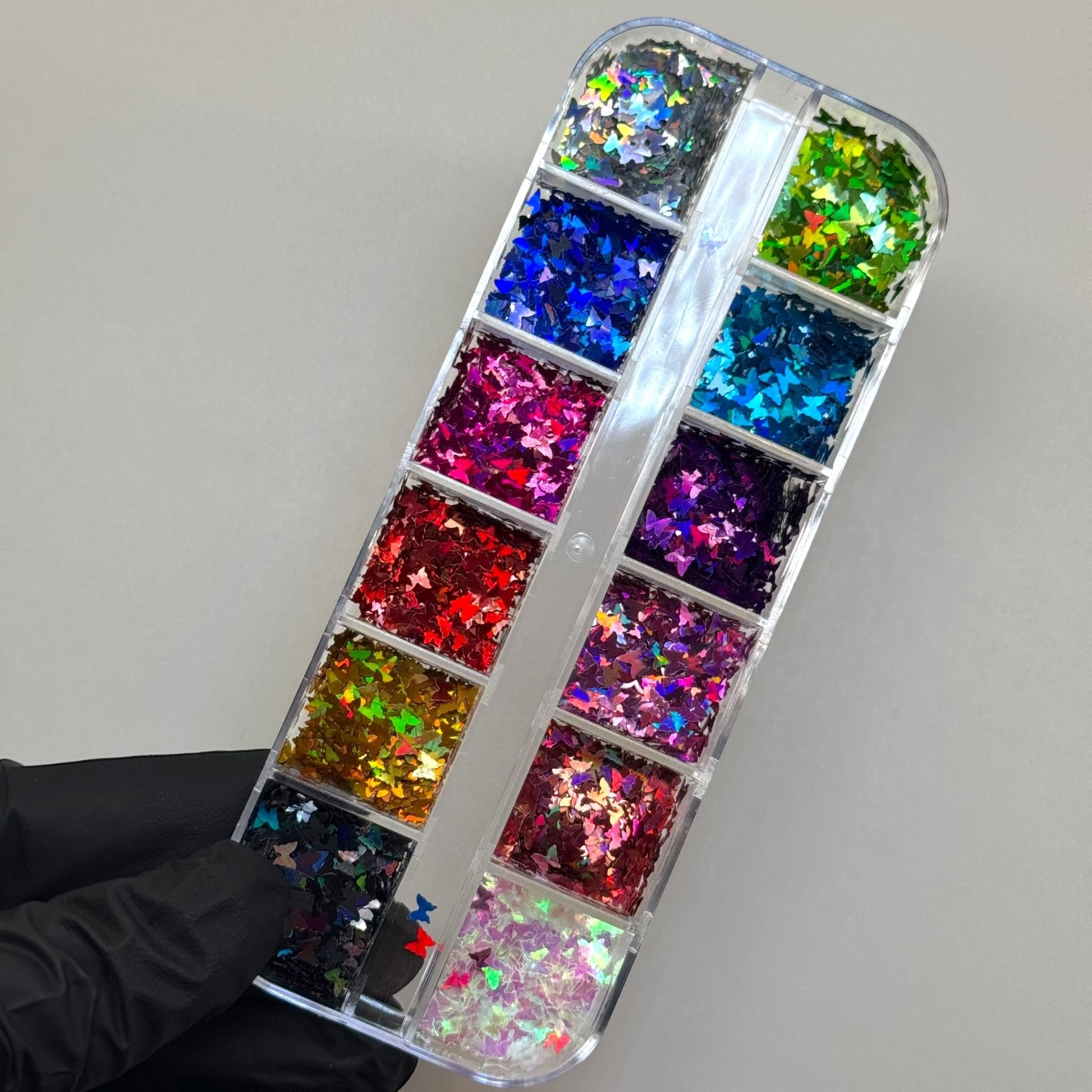 Butterfly Sequin Nail Art Box – 12 Color Variety for 3D Acrylic Nail Designs - JTessentials