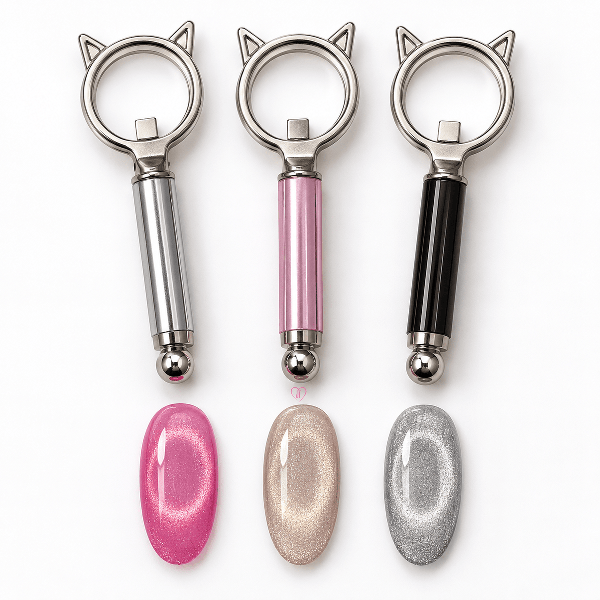 Cat Ear Ring Cat Eye Nail Magnet – Pink, Black & Silver - JTessentials