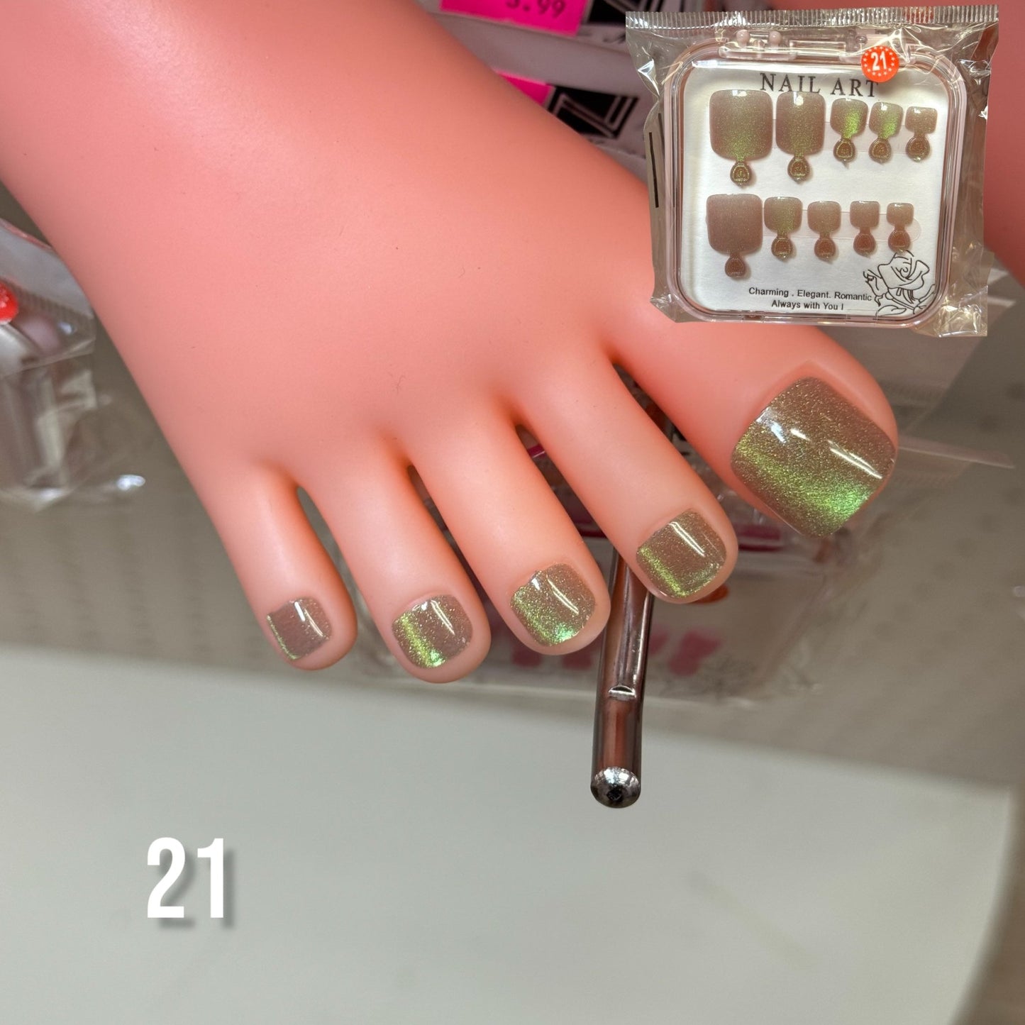 Cat Eye Gel Toe Press - On Nails – 24 Pcs Set with Sticky Tabs | 6 Unique Styles - JTessentials