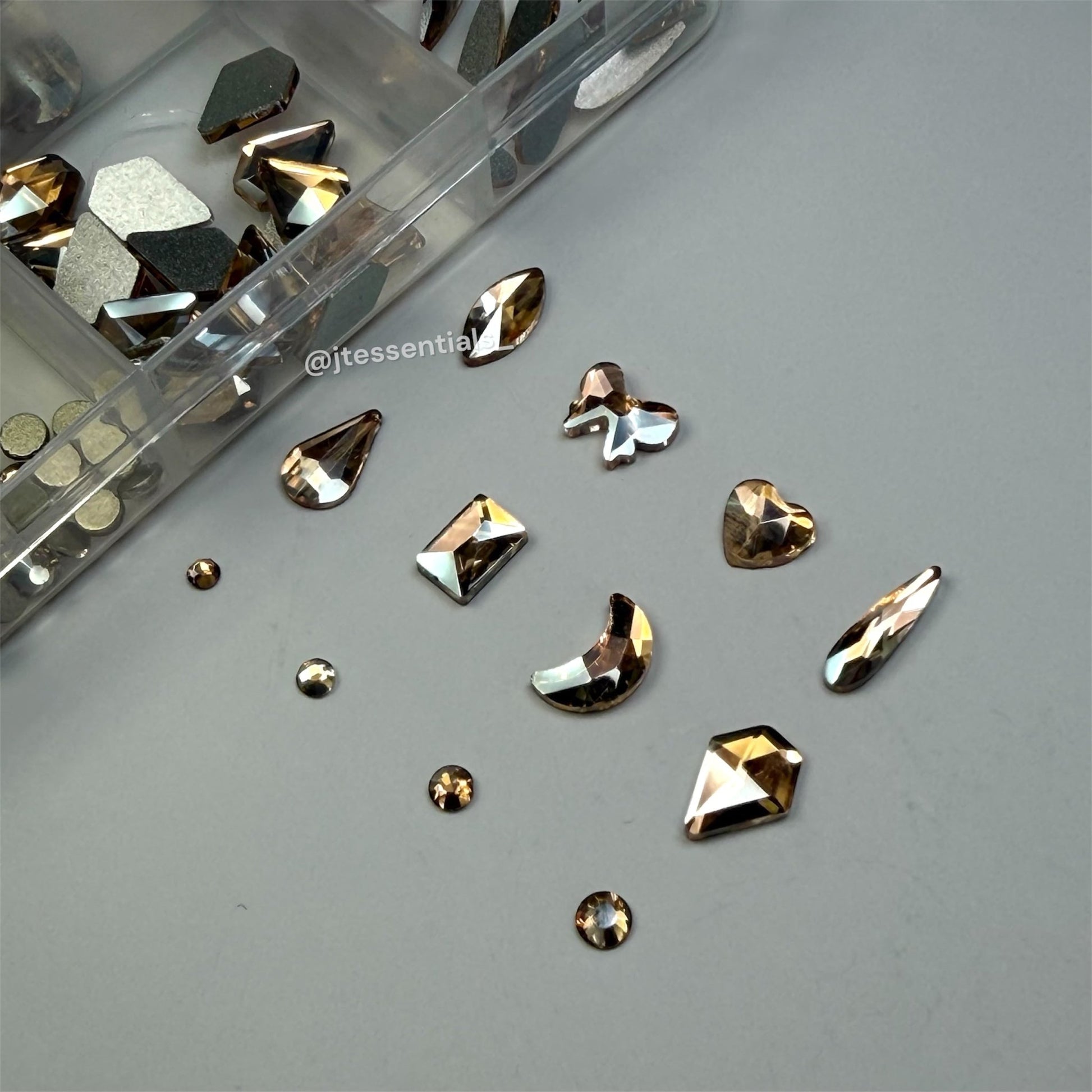 Champagne Mixed Shape Flatback Nail Rhinestone Set - JTessentials