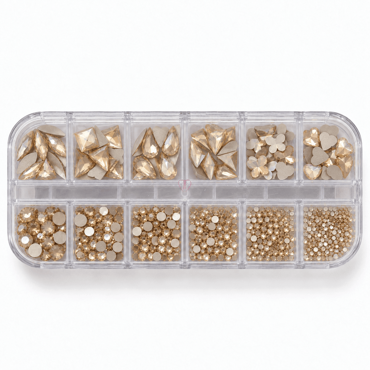 Champagne Nail Rhinestone Set – 12 Grit Mixed Shapes & Sizes - JTessentials