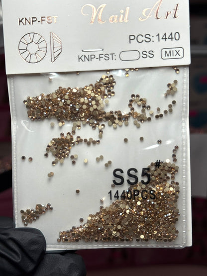 Champagne Rhinestones – Crystal Nail Art Stones 1440pcs - JTessentials