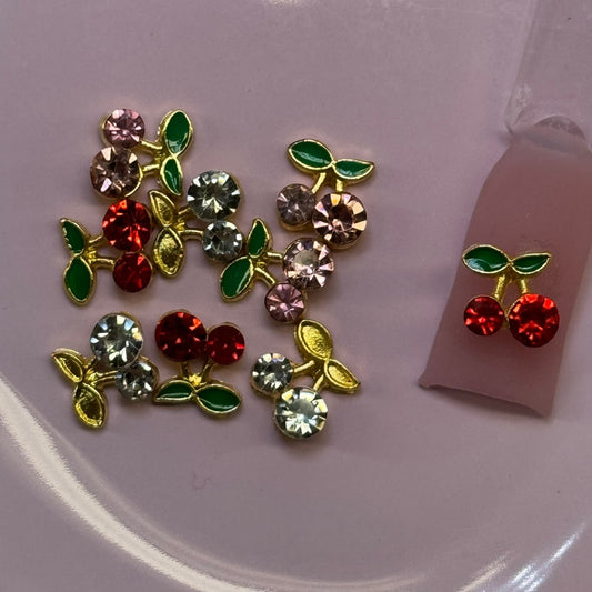 Cherry Nail Charms – Mixed Red, Pink & White Crystal Fruit Charms - JTessentials