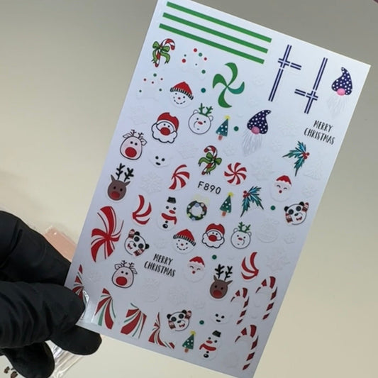Christmas Nail Stickers F890 - Festive Holiday Nail Art Decals - JTessentials