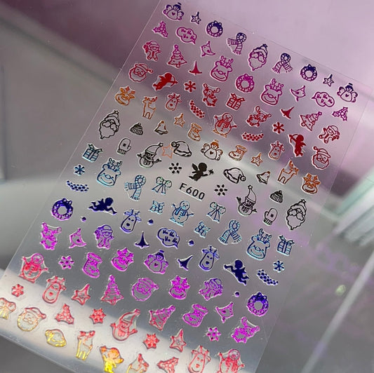 Christmas Nail Stickers - Festive F600 Holiday Nail Art Decals - JTessentials