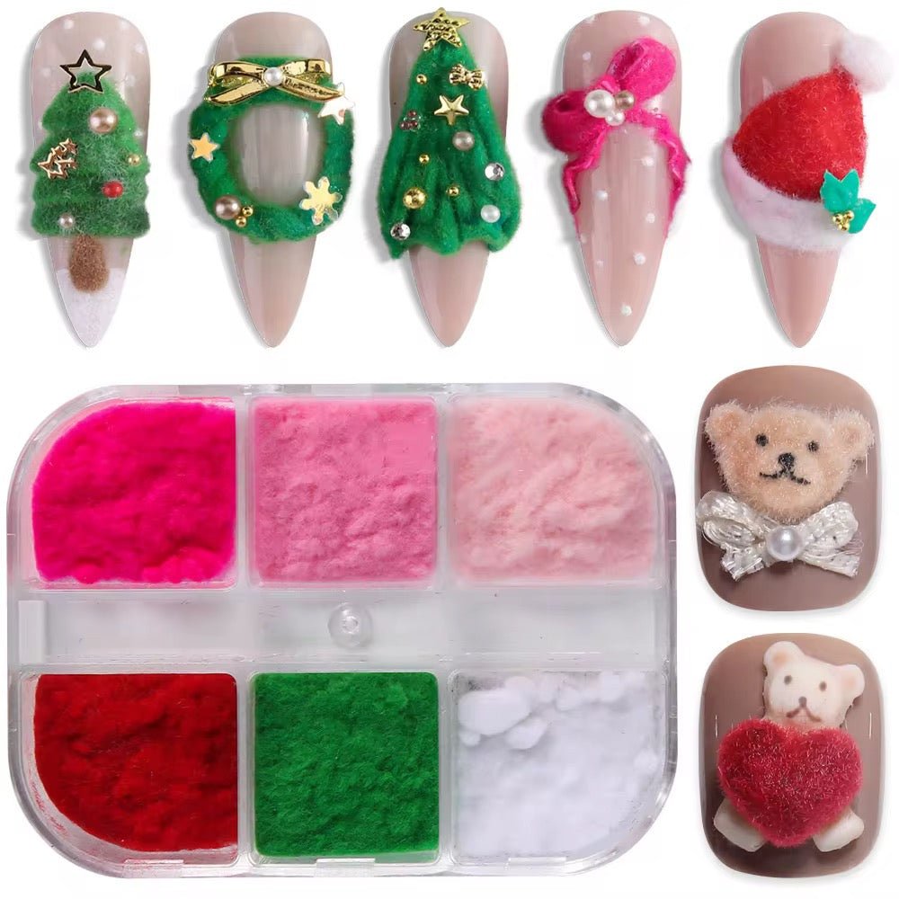 Christmas Velvet Nail Powder Set – 6 Colors Fuzzy Nail Art Kit - JTessentials