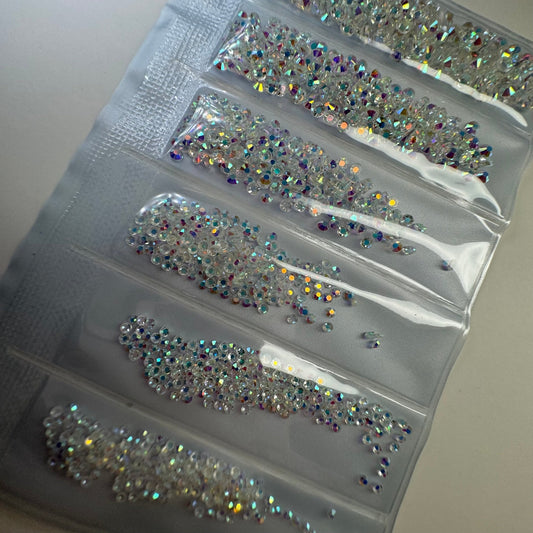 Clear Ab rhinestone flat back - 6 grit pack of crystals for nail decoration - JTessentials