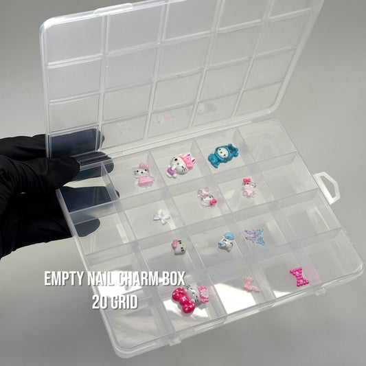 Clear Empty Nail Charm Organizer Box 5x6.5 in – 20 Grid Storage Case for Nail Art Accessories - JTessentials