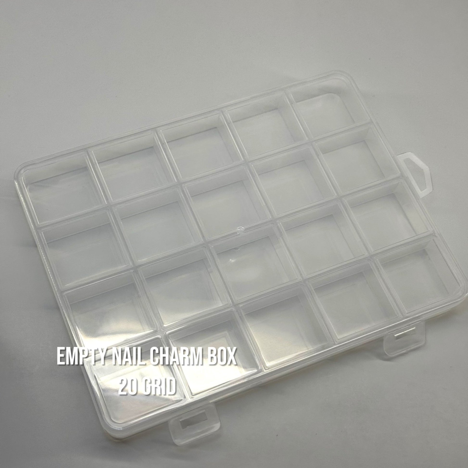 Clear Empty Nail Charm Organizer Box 5x6.5 in – 20 Grid Storage Case for Nail Art Accessories - JTessentials
