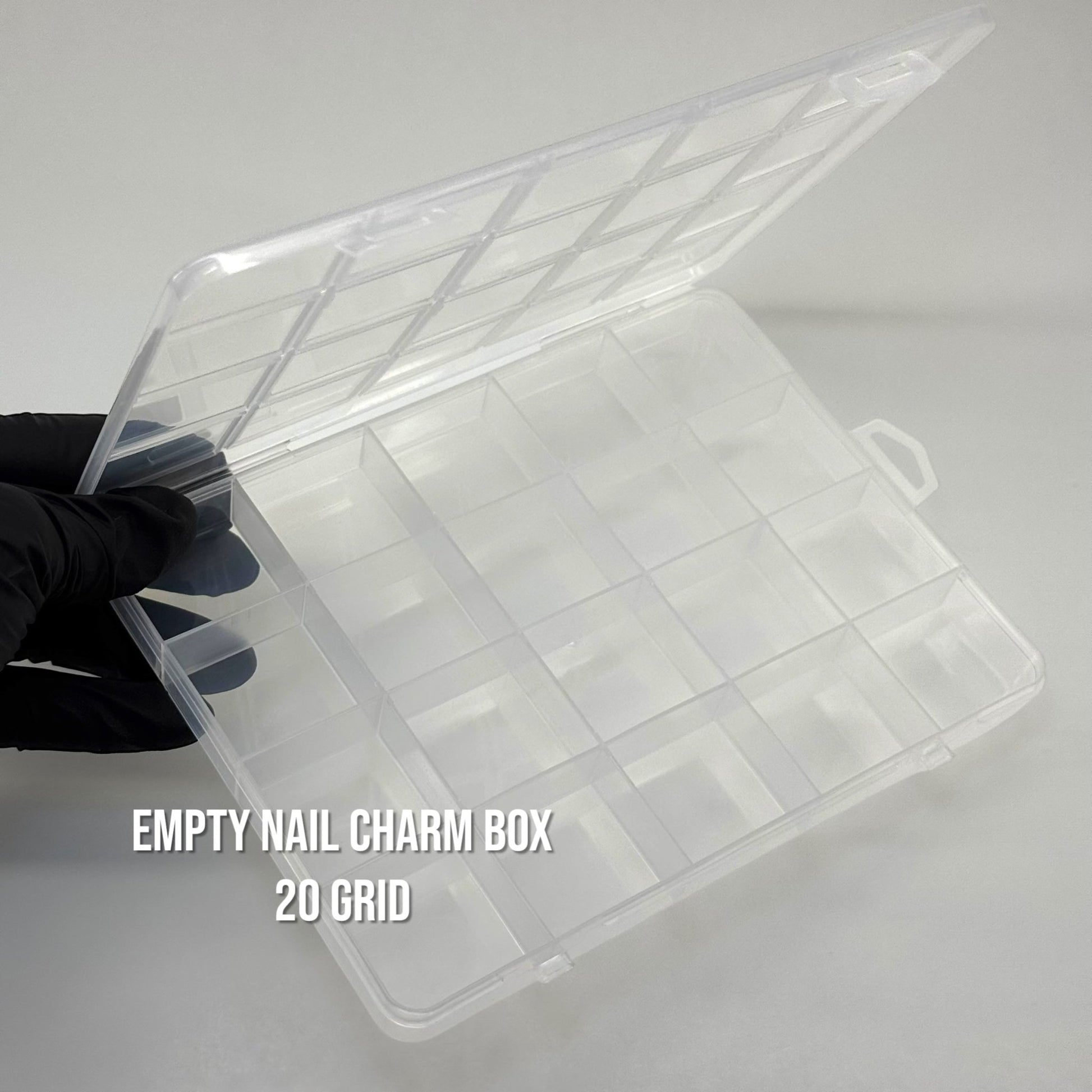 Clear Empty Nail Charm Organizer Box 5x6.5 in – 20 Grid Storage Case for Nail Art Accessories - JTessentials