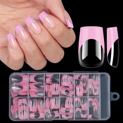 Clear Press on nails - Square short French tip - JTessentials