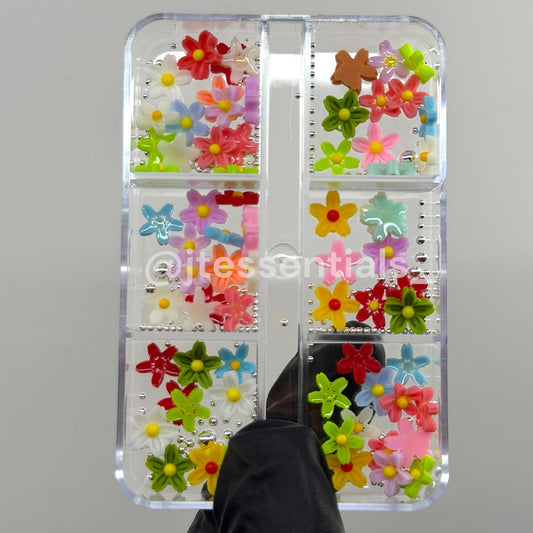 Colorful 3D Flower Nail Charms Set – Mixed Floral Nail Art Decor - JTessentials