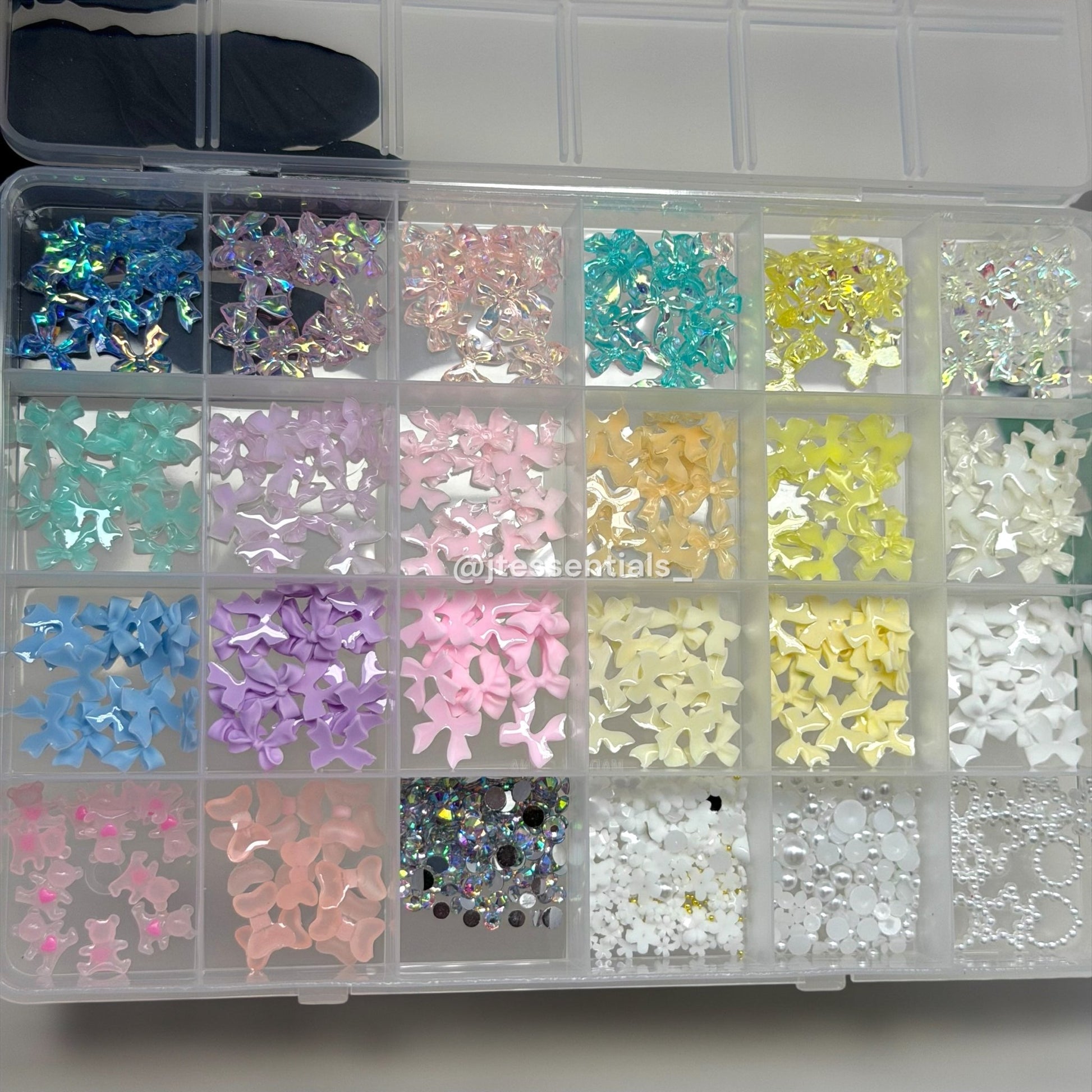 Colorful Bow Nail Charms Mix Flatback Nail Art Set with wax pen & picker - JTessentials