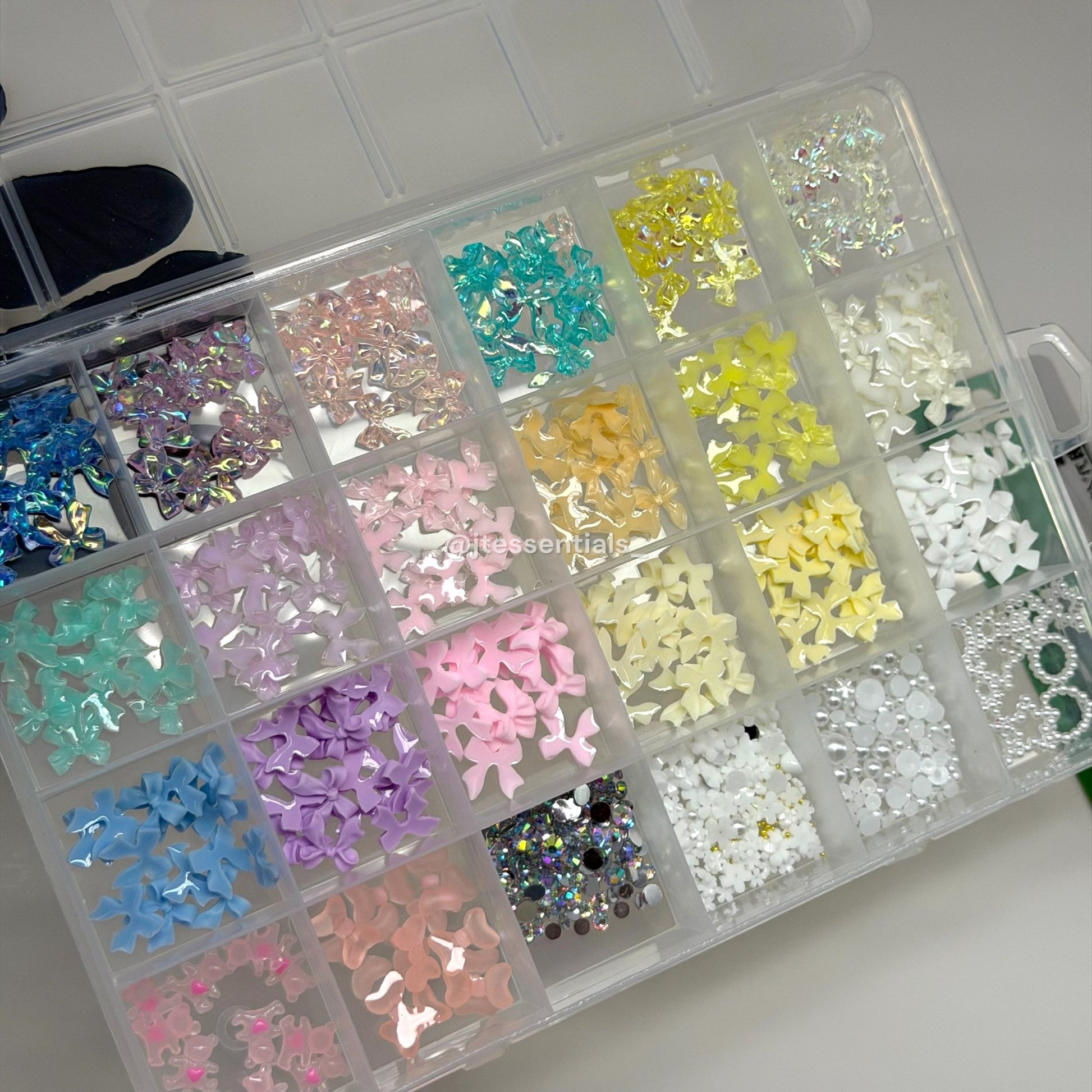 Colorful Bow Nail Charms Mix Flatback Nail Art Set with wax pen & picker - JTessentials