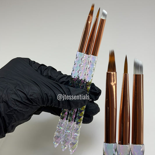 Crystal Handle Nail Art Brush Set – 3 Piece - JTessentials