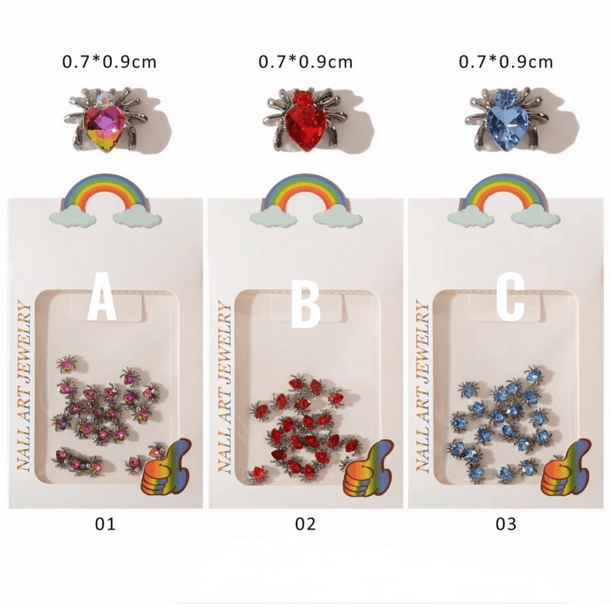 Cute heart Spider nail charms - Halloween - JTessentials