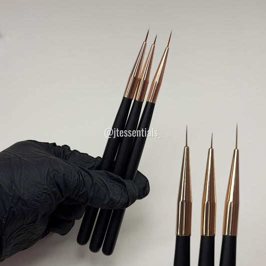 Detail Liner Nail Brush Set - 3 Pcs black for Precision Nail Art - JTessentials