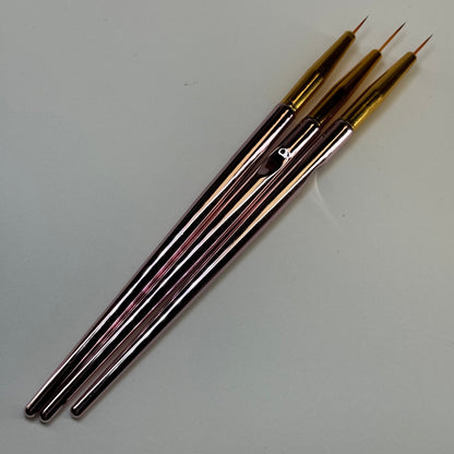 Detail Liner Nail Brush Set - 3 Pcs Rose Gold for Precision Nail Art - JTessentials