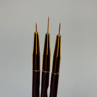 Detail Liner Nail Brush Set - 3 Pcs Rose Gold for Precision Nail Art - JTessentials
