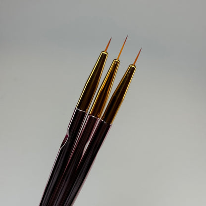 Detail Liner Nail Brush Set - 3 Pcs Rose Gold for Precision Nail Art - JTessentials