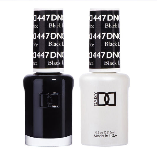 DND 447 Black Licorice – Gel & Matching Polish Duo | Deep Jet Black Nail Color - JTessentials