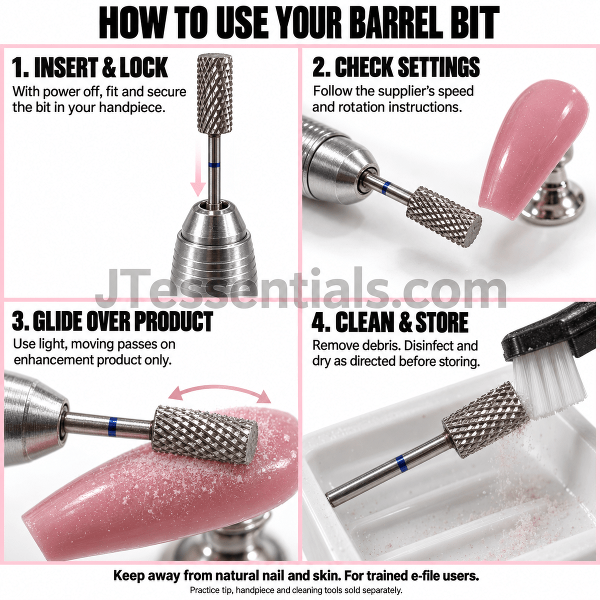Flat-Top Barrel Nail Drill Bit – Silver - JTessentials