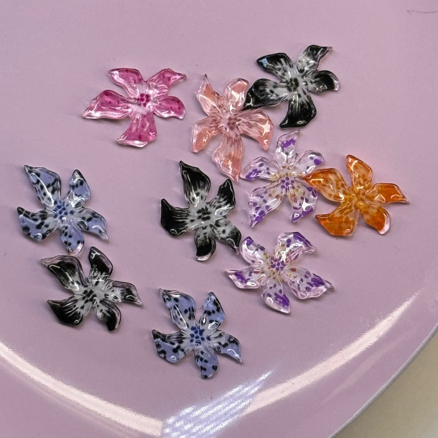 Flower Molding Gel Pre - Made Nail Charms - 10 Pcs Mixed Colors - JTessentials