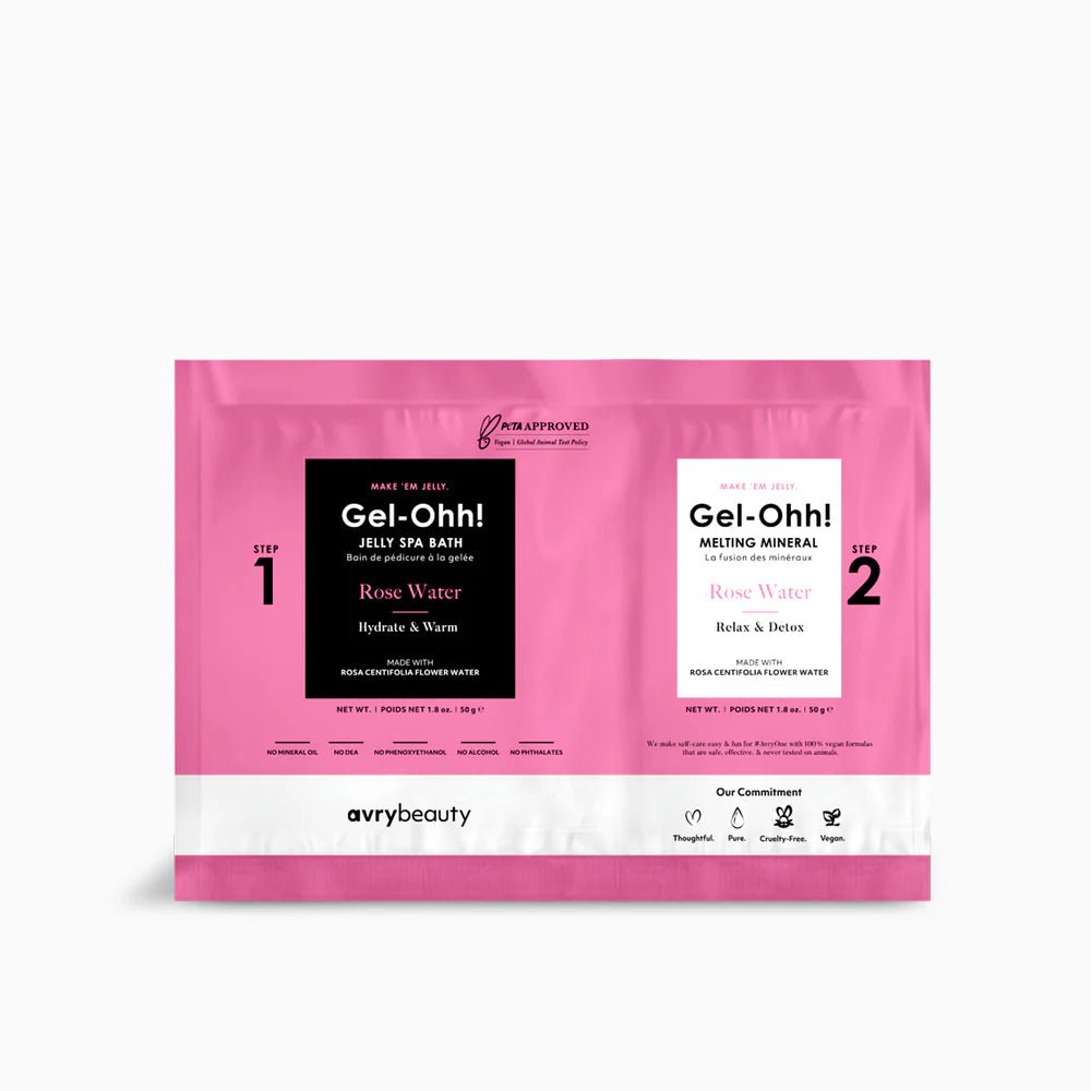 Gel - Ohhh! Jelly Spa Pedicure – Rose Water 2 - Step Jelly Foot Soak | Hydrate, Detox & Glow | AvryBeauty Vegan Spa Kit - JTessentials