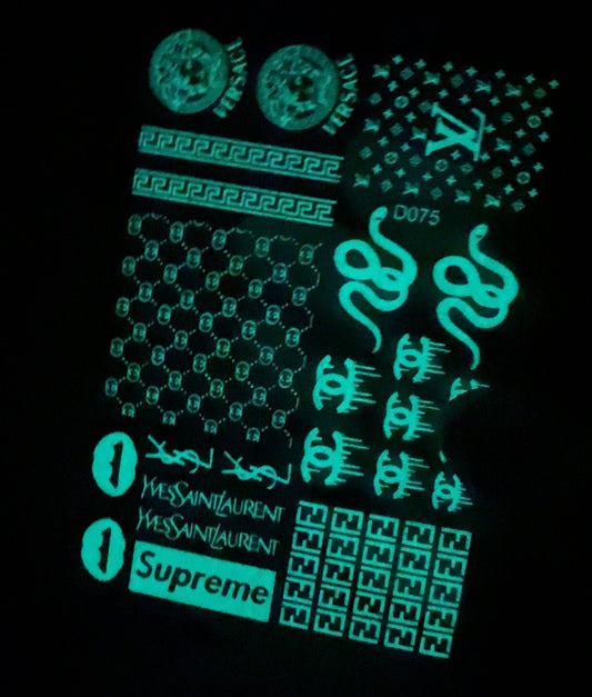 Glow in the Dark Luxurious Brands Lips & Snake Sticker D075 - JTessentials