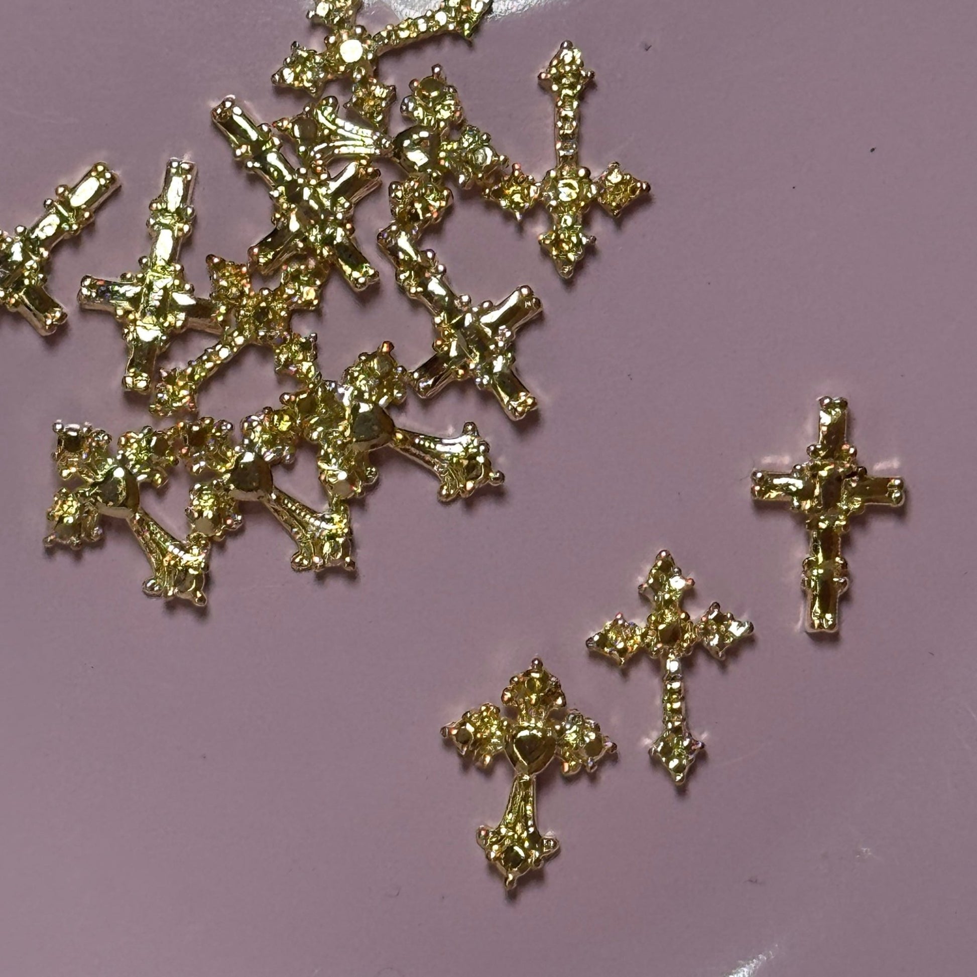 Gold Cross Nail Charms – (aprox 10pcs) - JTessentials