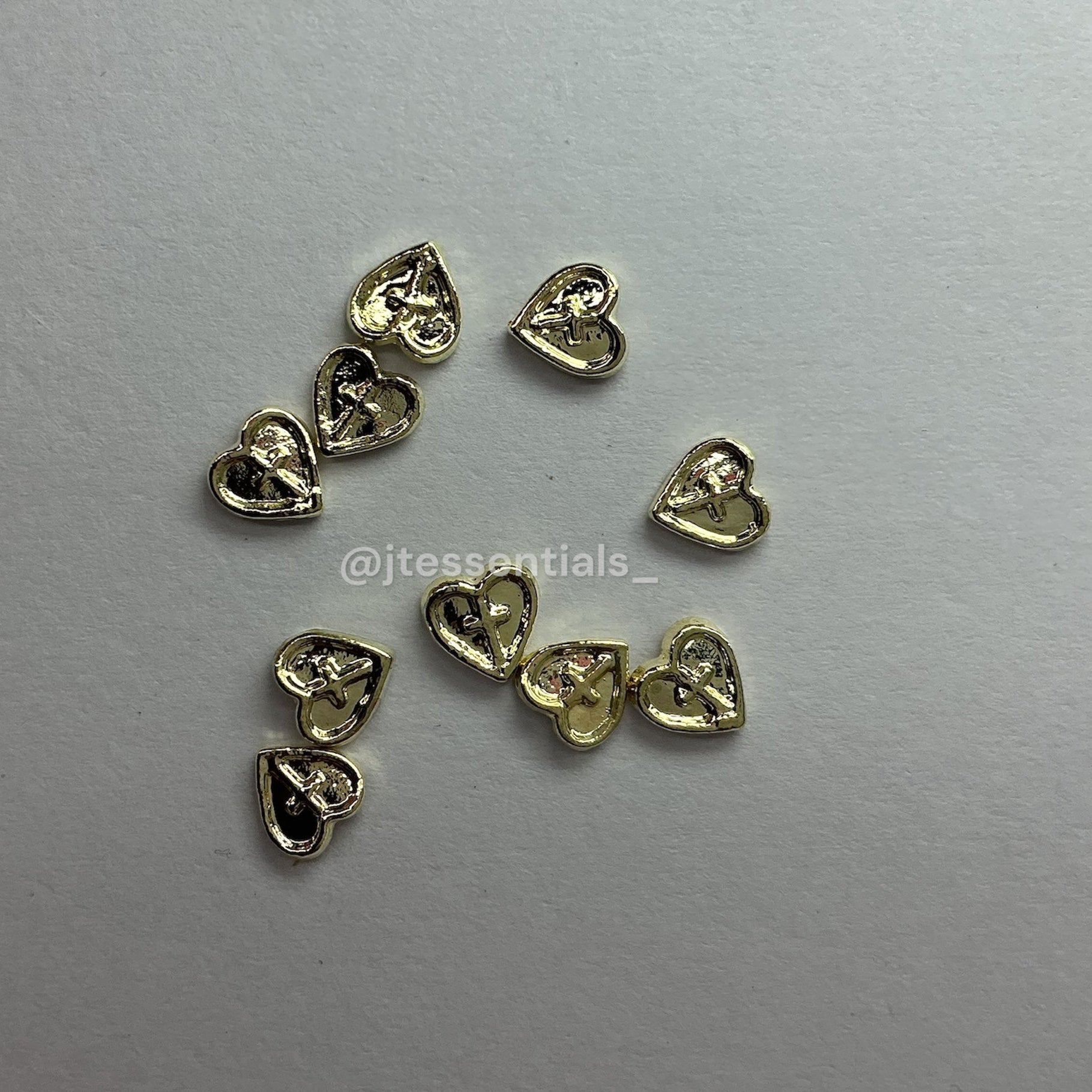 Gold Heart Cross Metal Nail Charms – 3D Alloy Nail Art Decorations (10pcs) - JTessentials