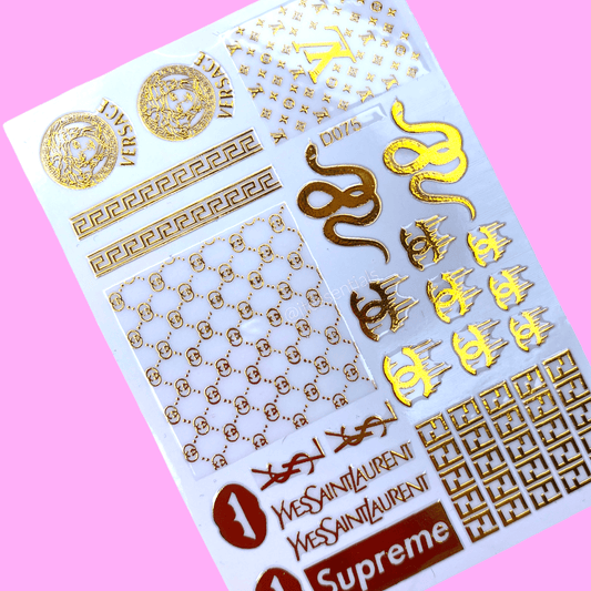 Gold Luxurious Brands Lips & Snake Sticker D075 - 5 - JTessentials
