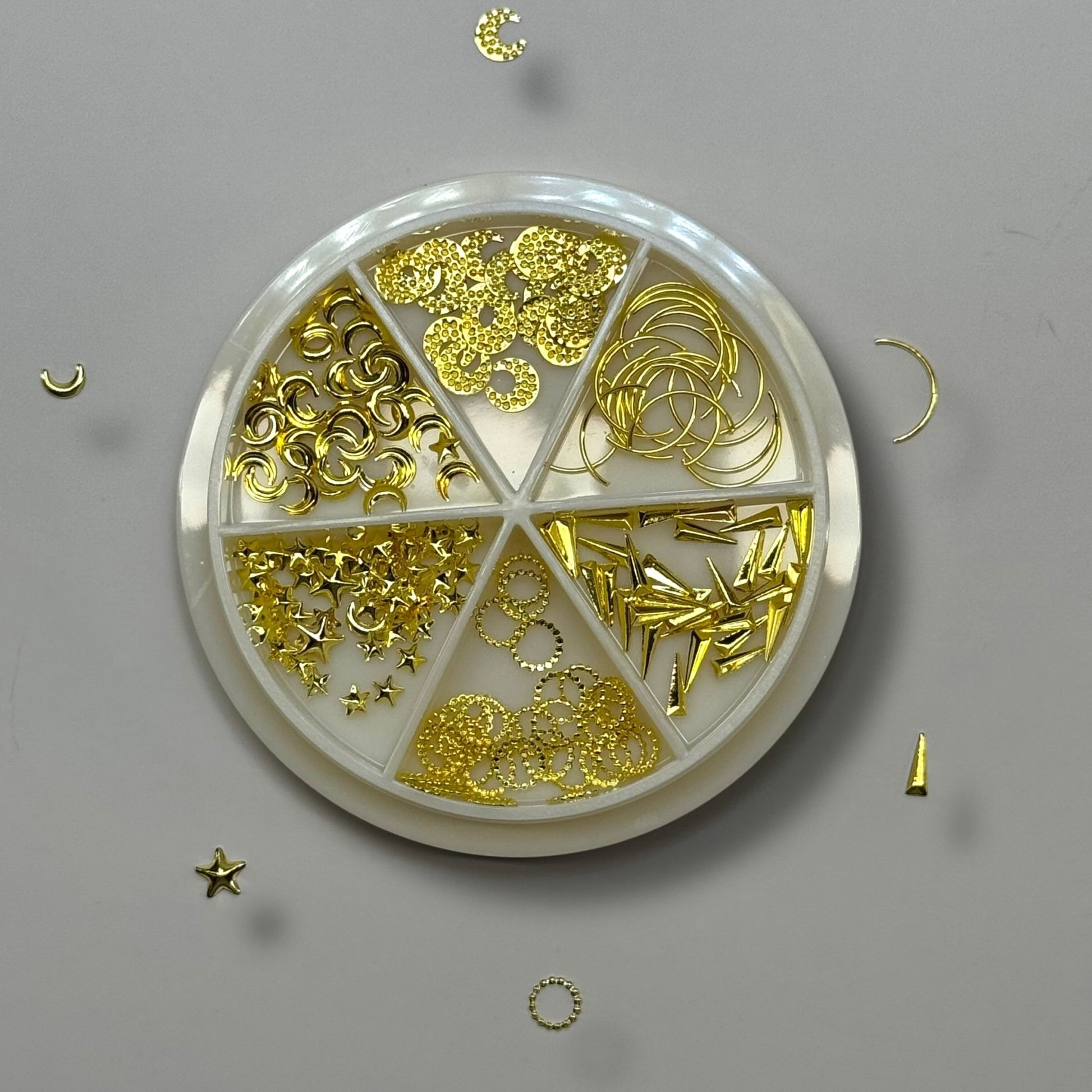Gold Nail Art Decoration – 12 (Stars, Moons, Arrows, Circles) for Nail Design - JTessentials