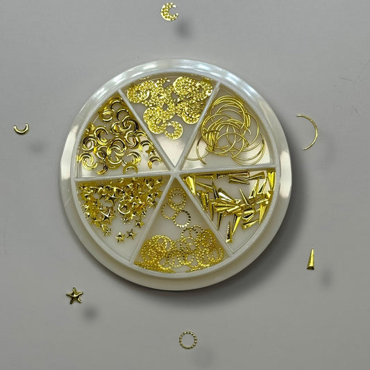 Gold Nail Art Decoration – 12 (Stars, Moons, Arrows, Circles) for Nail Design - JTessentials