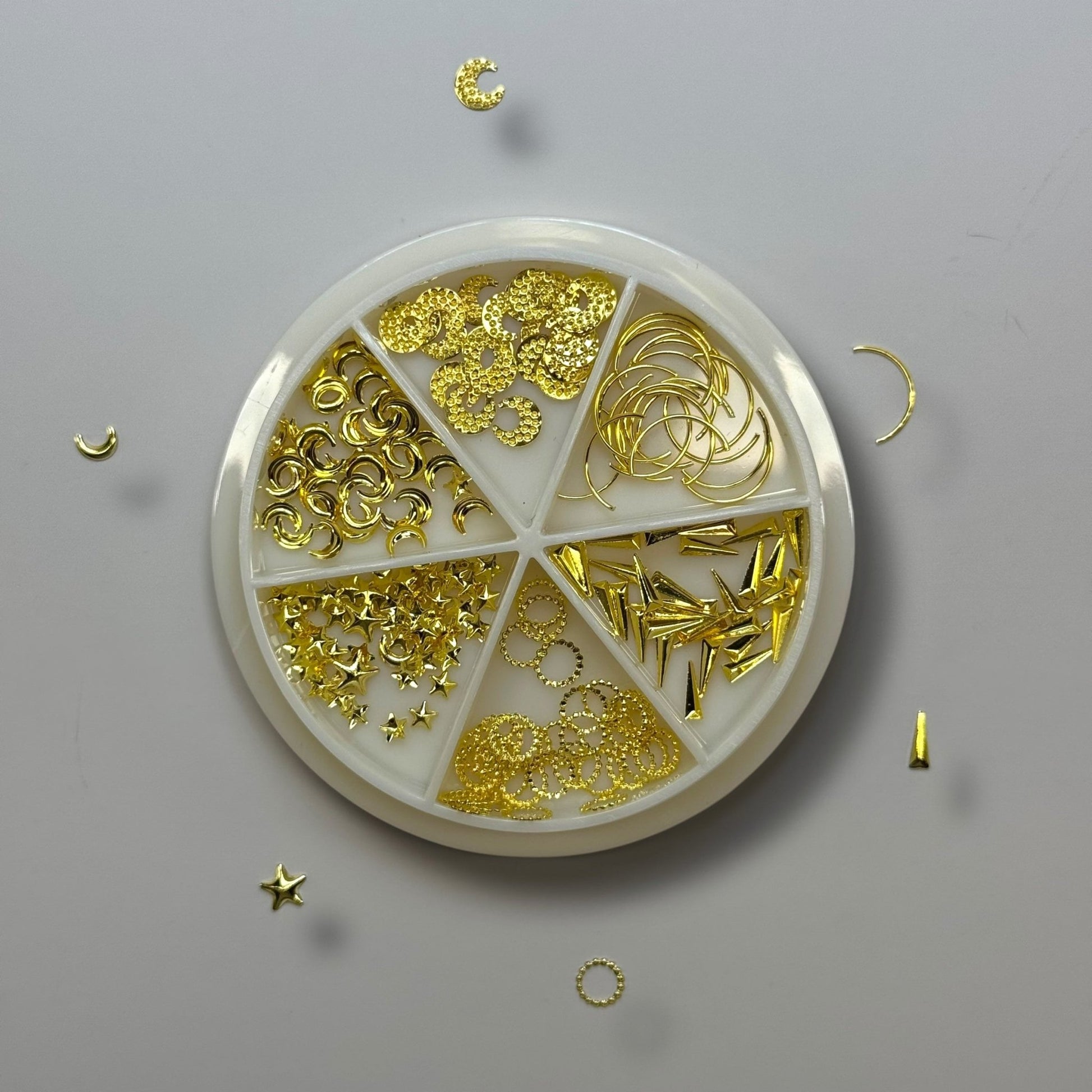 Gold Nail Art Decoration – 12 (Stars, Moons, Arrows, Circles) for Nail Design - JTessentials