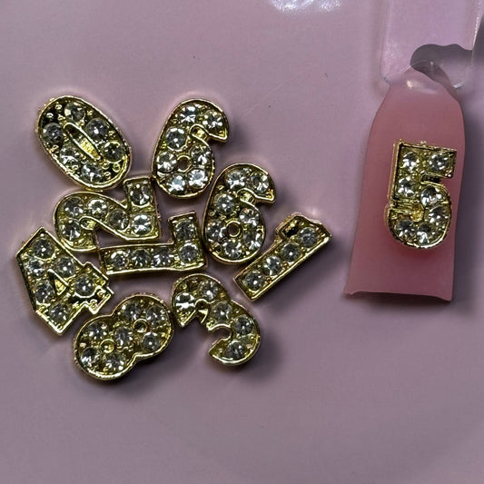 Gold Rhinestone Number Nail Charms – 0 - 9 Digits for Custom Nail Art - JTessentials