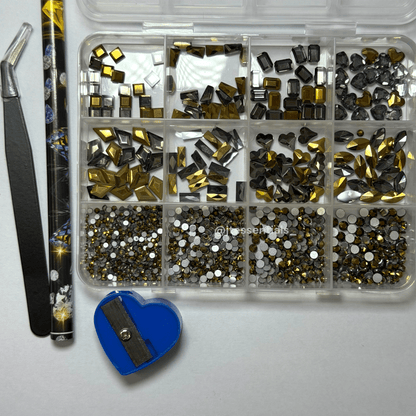 Gold rhinestones Flatback - picker & tweezer art set - JTessentials