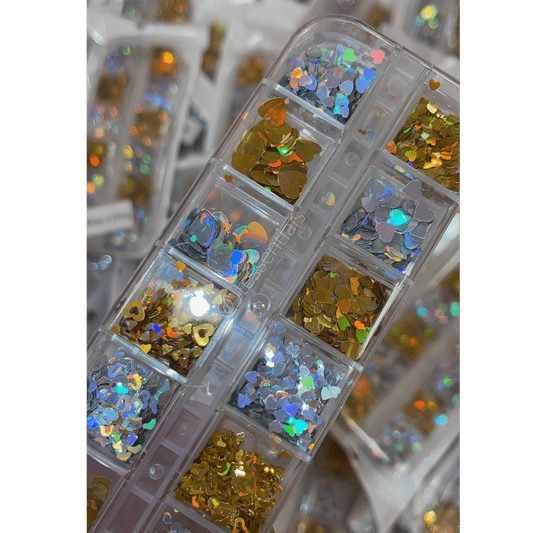 Gold & silver Hear Shape - 12 grid box - JTessentials
