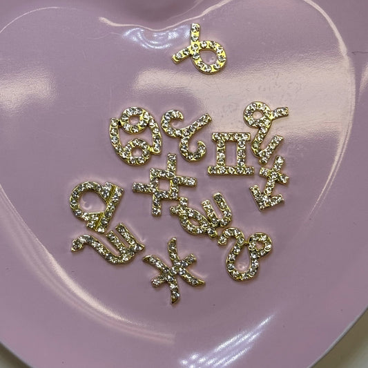 GOLD - Zodiac Nail Charms – 12 Astrology Sign Charms for Nail Art - JTessentials