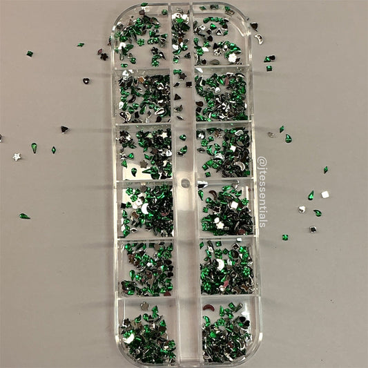 Green Mixed Rhinestone, Heart,Flower, Bow Nail Charms Set – Crystal Nail Art - JTessentials