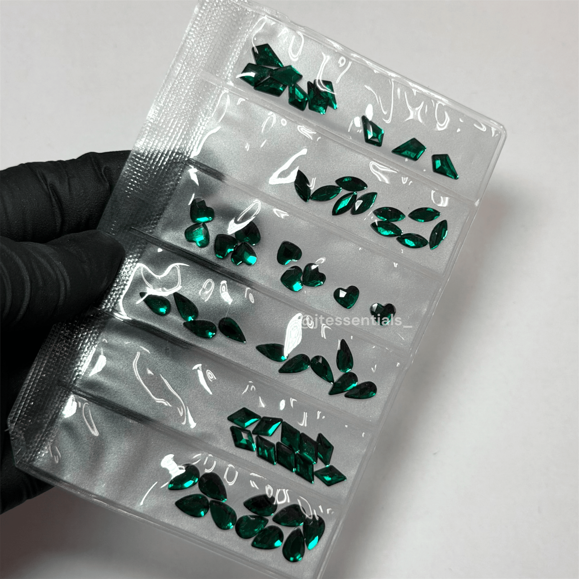 GREEN Rhinestone Shape - 6 grit pack of crystals for nail decoration - JTessentials
