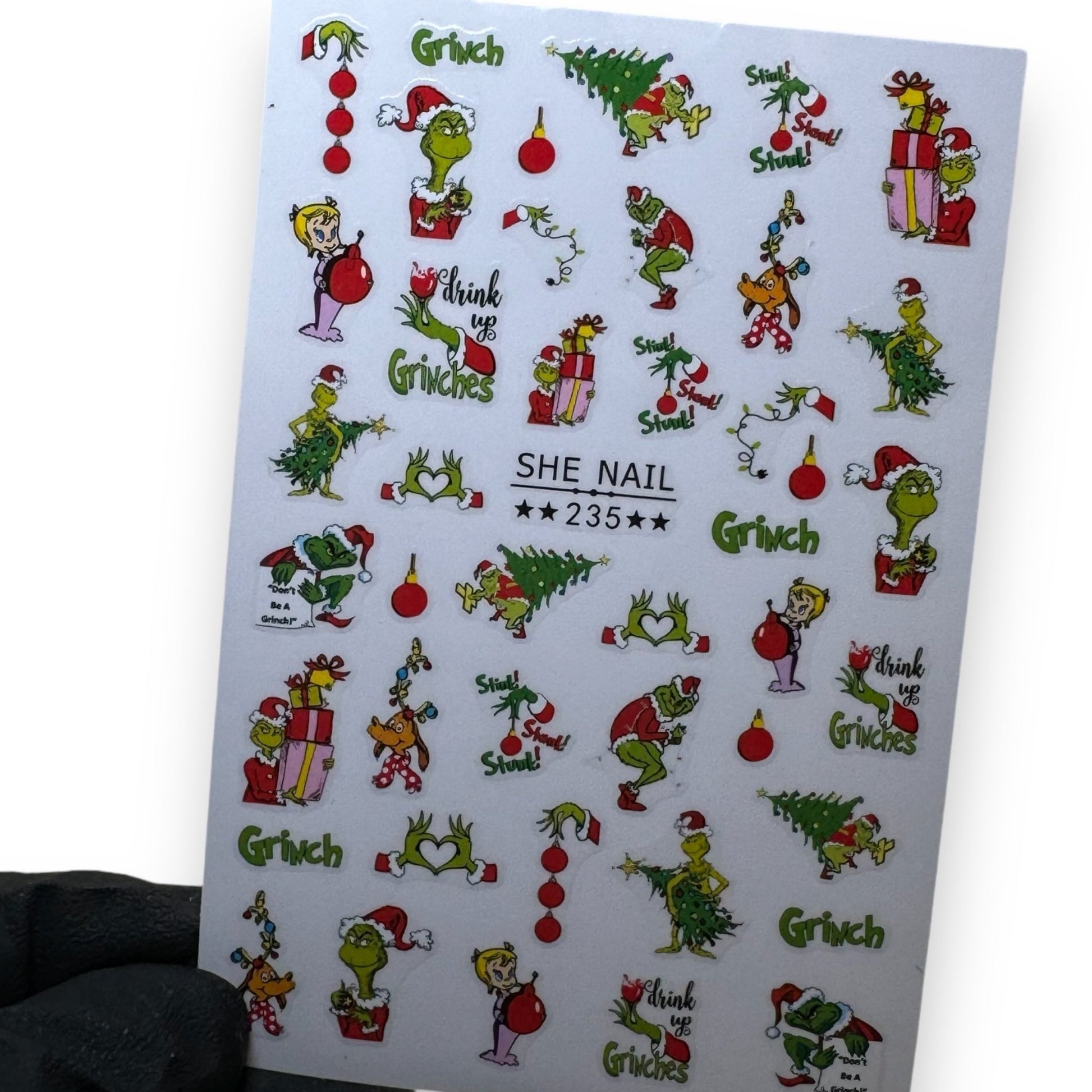 Grinch Nail Stickers 235 - Festive Holiday Nail Art for Christmas - JTessentials