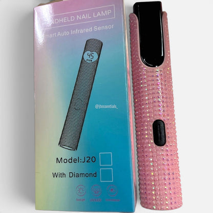 Handheld UV/LED Nail Lamp – Pink Rhinestone Portable Gel Curing Light - JTessentials